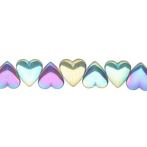 Hemalyke™ 1pkg1, electroplated side-drilled heart bead 15.5-16 inch 8mm