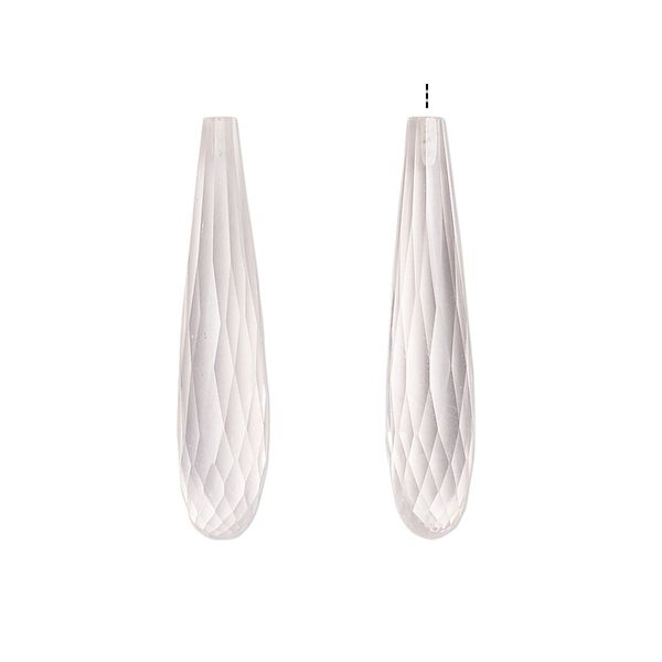 Rose quartz 1pkg2, hand-cut half-drilled faceted teardrop bead natural 27x5mm-28x6mm image number 0