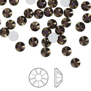 Flat back 1440pk jet odyssey foil back, Preciosa VIVA 12® Czech crystal rhinestone 4.6-4.8mm chaton rose round SS20