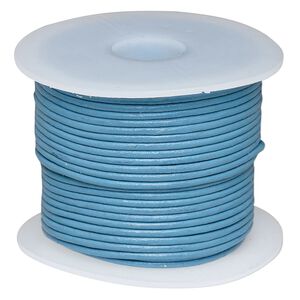 Cord, leather (dyed), turquoise blue, 1.4-1.6mm round. Sold per 25-yard spool.