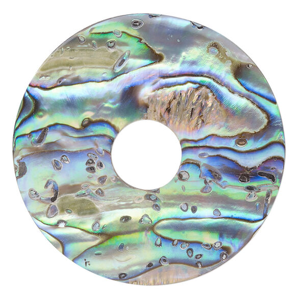 Focal, paua shell (natural), 39mm donut, Mohs hardness 3-1/2. Sold individually. image number 0