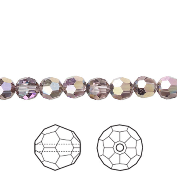 Bead 12pk light amethyst heavy vitrail light, Crystal Passions® 6mm round 5000 image number 0