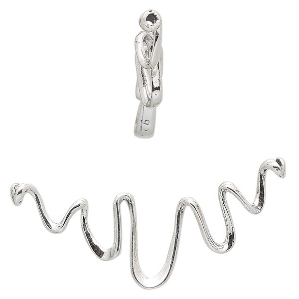 Focal, sterling silver, 42x27mm hand-shaped wave. Sold individually. image number 0