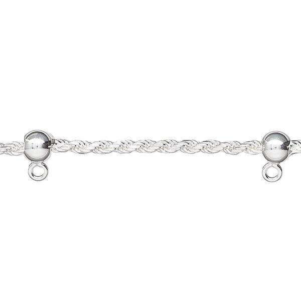 Sterling silver 1pkg1, French rope chain 18 inch / ball / closed loop 2mm / 5mm image number 1