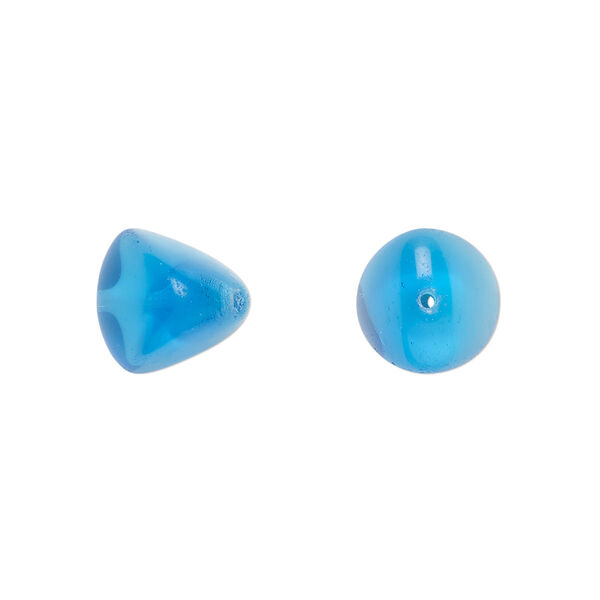 Bead, Czech pressed glass, opaque white/blue, 12x11mm trigon. Sold per 15" to 16" strand. image number 0