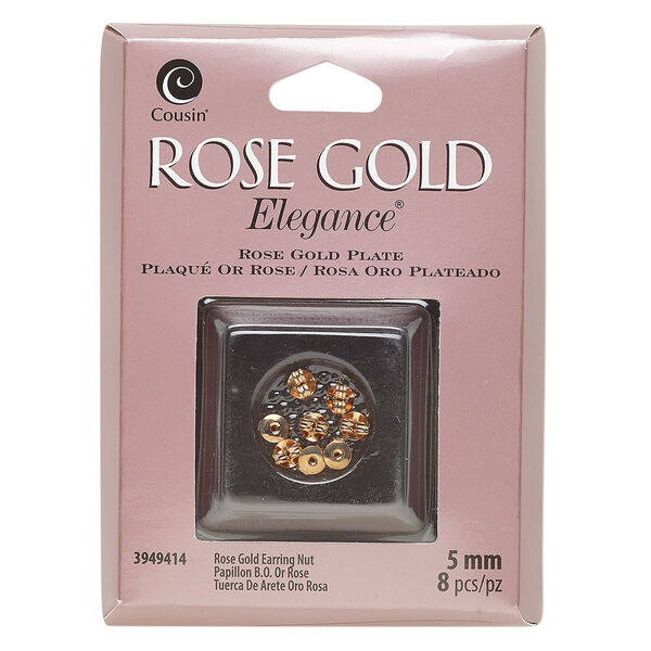 Earnut 1pkg8 rose gold-plated, 5mm, copper / lacquered 4 pair image number 0