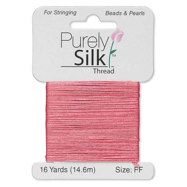 Thread, Purely Silk™, coral, size FF. Sold per 16-yard card. image number 0