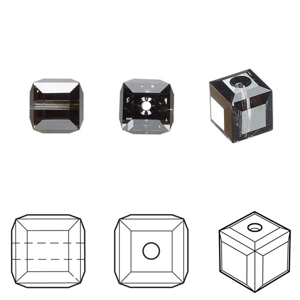 Bead 48pk crystal silver night, Crystal Passions® 8mm cube 5601 image number 0