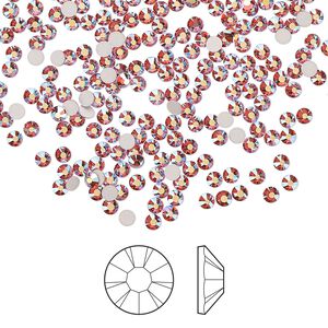 Flat back 1440pk padparadscha AB foil back, Preciosa MAXIMA Czech crystal rhinestone 2.1-2.3mm chaton rose round SS7