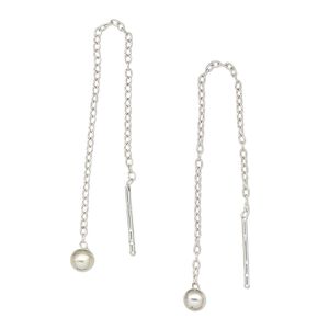Ear thread, sterling silver, 2-3/4 inches with cable chain and 3mm ball. Sold per pair.