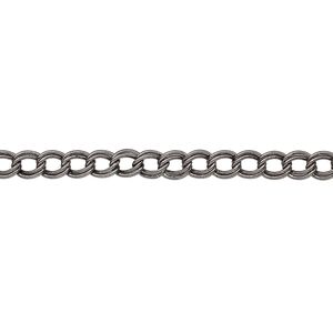 Chain 1pkg1 gunmetal-plated curb, 4mm double, brass 50 foot unfinished