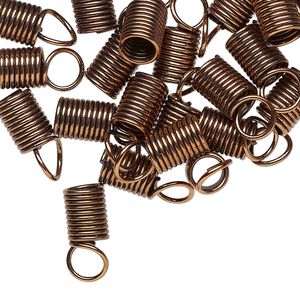 Cord coil, antique bronze-finished steel, 14x6mm with loop, 4.5mm inside diameter. Sold per 1-ounce pkg.