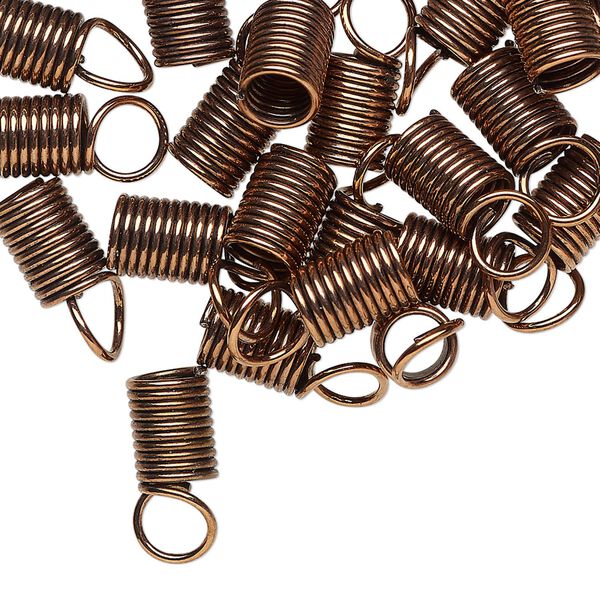 Cord coil, antique bronze-finished steel, 14x6mm with loop, 4.5mm inside diameter. Sold per 1-ounce pkg. image number 0