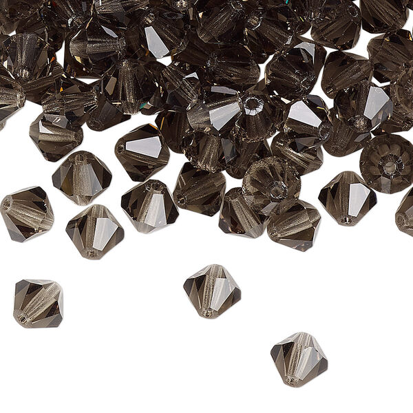 Bead 288pk black diamond, Preciosa Czech crystal 6mm bicone image number 0