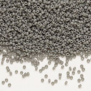 Seed bead, Miyuki, glass, pkg/35g, #15 rocaille, opaque grey, (RR-499).