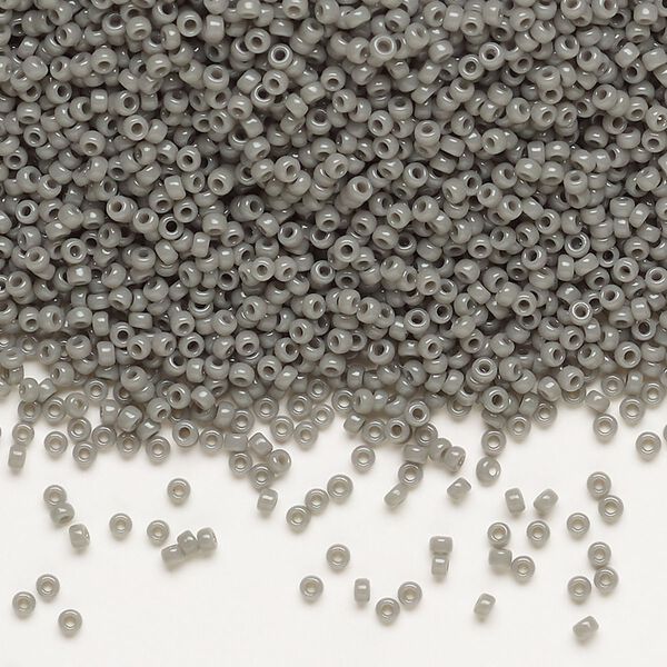 Seed bead, Miyuki, glass, pkg/35g, #15 rocaille, opaque grey, (RR-499). image number 0