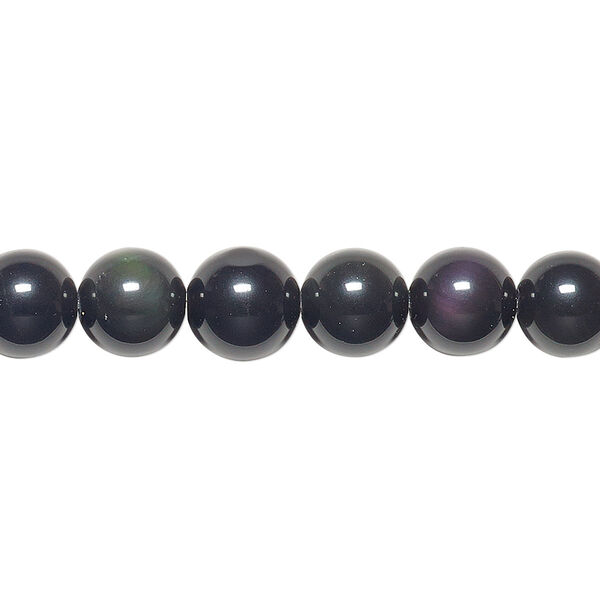 Bead, rainbow obsidian (natural), 8mm round, B grade, Mohs hardness 5 to 5-1/2. Sold per 15-1/2" to 16" strand. image number 0