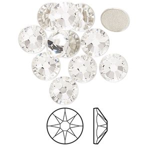 Flat back 12pk crystal foil back, Crystal Passions® 8.412-8.672mm rose round SS40 2088