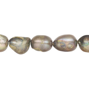 Freshwater pearl 1pkg1, rice, 15 inch dark olive green 8-10mm cultured