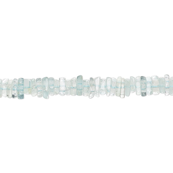 Bead, aquamarine (heated), 4x1mm-5x2mm hand-cut square rondelle, B grade, Mohs hardness 7-1/2 to 8. Sold per 8-inch strand, approximately 95-150 beads. image number 0