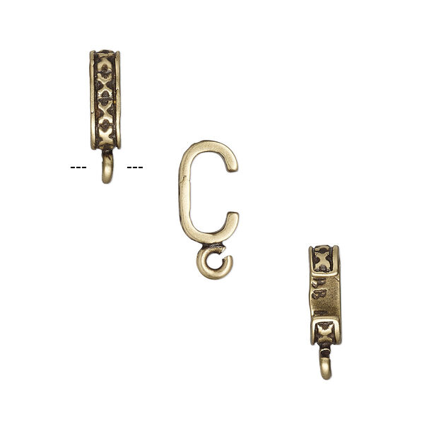 Component, JBB Findings, antiqued brass, 9x4mm rondelle with crosshatch design and open loop, 7x3mm inside diameter. Sold per pkg of 2. image number 0