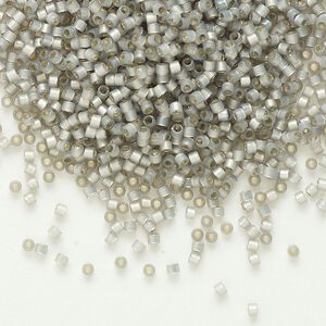 Seed bead, Delica®, glass, pkg/250g, #11 round, translucent silver-lined smoke grey (DB-0630).