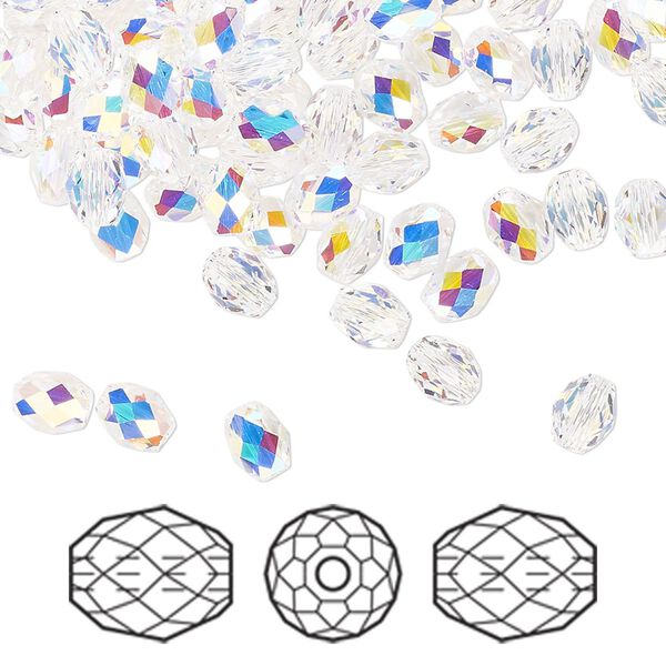 Bead 360pk crystal AB, Swarovski® 5x4mm olive briolette 5044 image number 0