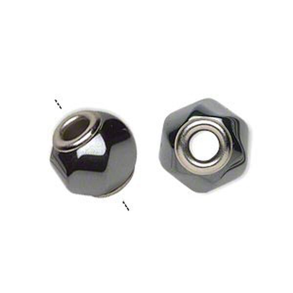 Bead, Dione®, Hemalyke™ (manmade) and imitation rhodium-plated brass grommets, 13x12mm twisted rondelle with 4-4.5mm hole. Sold per pkg of 4. image number 0