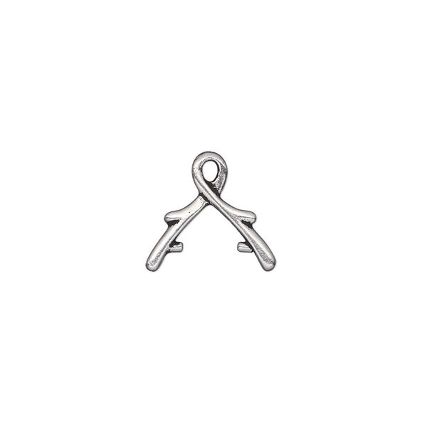 Bail, TierraCast®, ice-pick, antique silver-plated pewter (tin-based alloy), 13x8mm with vine design, 4mm grip length. Sold per pkg of 2. image number 0