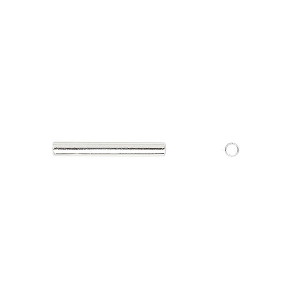 Bead, silver-plated brass, 16x2mm tube. Sold per pkg of 100. image number 0