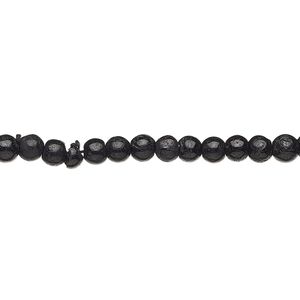 Black tourmaline 1pkg1, hand-cut uneven round bead natural 13 inch 3-5mm