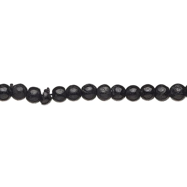 Black tourmaline 1pkg1, hand-cut uneven round bead natural 13 inch 3-5mm image number 0