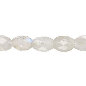 Rainbow moonstone 1pkg1, hand-cut faceted puffed oval bead natural, 13 inch 10x7mm-15x9mm