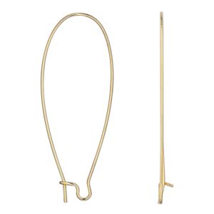 Ear wire kidney 1pkg100 gold-plated, 47mm / open loop, 21 gauge stainless steel 50 pair