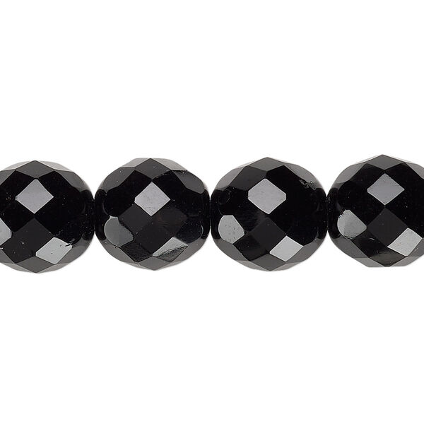 Bead, Czech fire-polished glass, jet, 12mm faceted round. Sold per pkg of 600 (1/2 mass). image number 0
