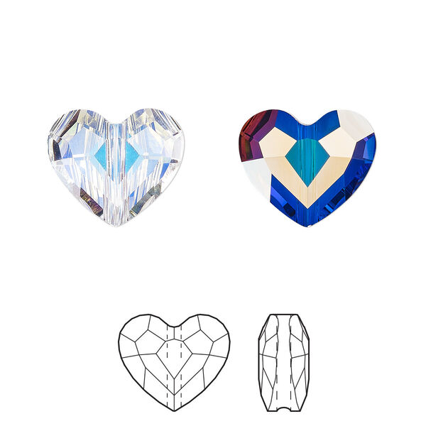 Bead 12pk crystal AB, Crystal Passions® 12mm love 5741 image number 0