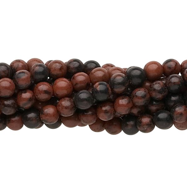 Mahogany obsidian 1pkg10, round bead natural 15.5-16 inch 4mm image number 0