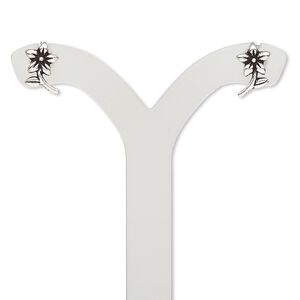 Earring, antiqued sterling silver, 10x8mm flower with post. Sold per pair.