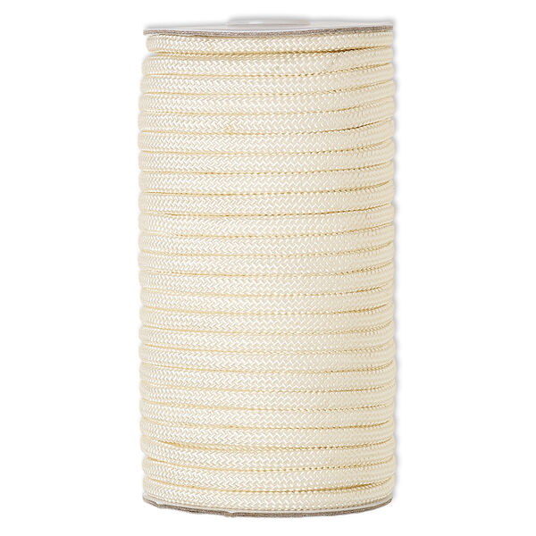 Cord, nylon, beige, 5mm braided. Sold per 60-foot spool. image number 0