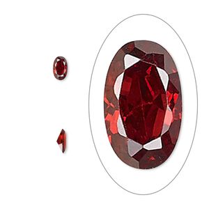Gem, cubic zirconia, garnet red, 5x3mm faceted oval, Mohs hardness 8-1/2. Sold per pkg of 5.