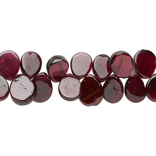 Bead, rhodolite garnet (dyed), 8x6mm-11x9mm hand-cut top-drilled flat teardrop, C grade, Mohs hardness 7 to 7-1/2. Sold per 6-inch strand. image number 0