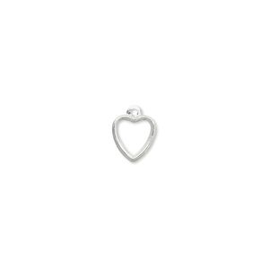 Charm, silver-plated brass, 8x7mm open heart. Sold per pkg of 100.