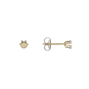 Earstud 1pkg4 Snap-Tite® 14Kt gold-filled, 3mm round 6-prong setting / earnuts, 2 pair