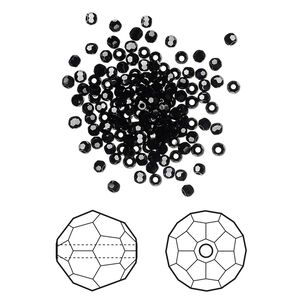 Bead 144pk jet, Crystal Passions® 2mm round 5000