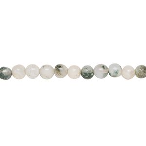 Tree agate 1pkg1, round bead natural 15.5-16 inch 4mm