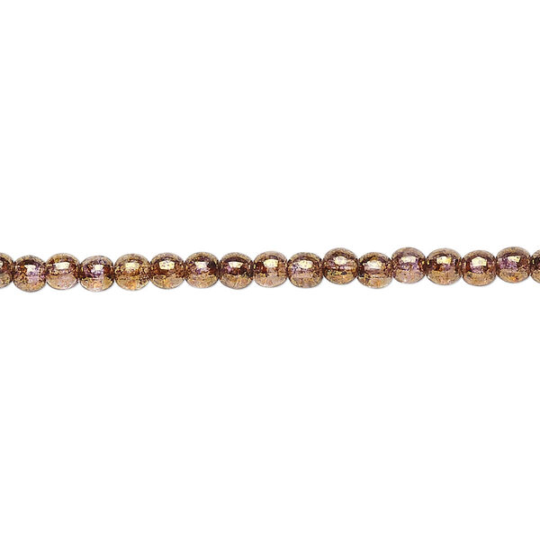 Bead, Czech glass druk, translucent copper luster, 3mm round. Sold per 15-1/2" to 16" strand. image number 0