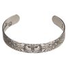 Bracelet cuff 1pkg1 silver-finished brass, black, 12mm wide with owl on outside / "I am strong because I've been weak" on inside. image number 0