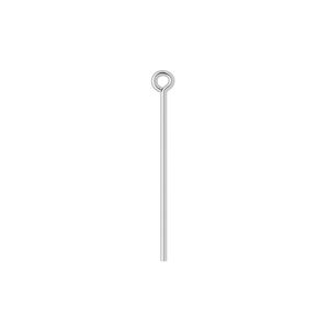 Eye pin, silver-plated brass, 1 inch, 21 gauge. Sold per pkg of 500.