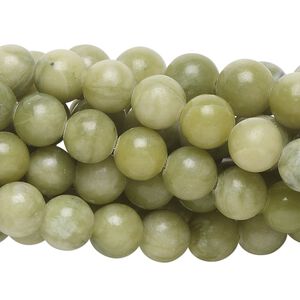 Green serpentine 1pkg10, round bead natural 15.5-16 inch 8mm