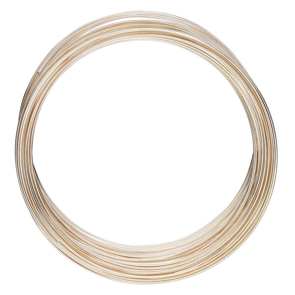 Memory wire, Beadalon®, rose gold-plated carbon steel, 2.25-2.63 inches, 0.6mm thick. Sold per 0.5-ounce pkg, approximately 30 loops. image number 0